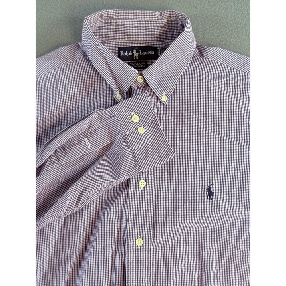 Ralph Lauren Yarmouth Shirt Mens Large Purple Check Button Down Long Sleeve